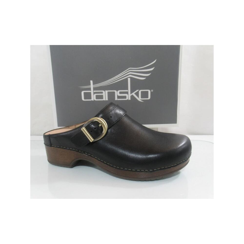 Women's Dansko Baylor Calf Leather Clogs Mule Strap Comfort Black Size EU 41